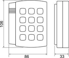 Чертеж считывателя с кнопочной панелью Matrix-VII (мод. E H Keys)